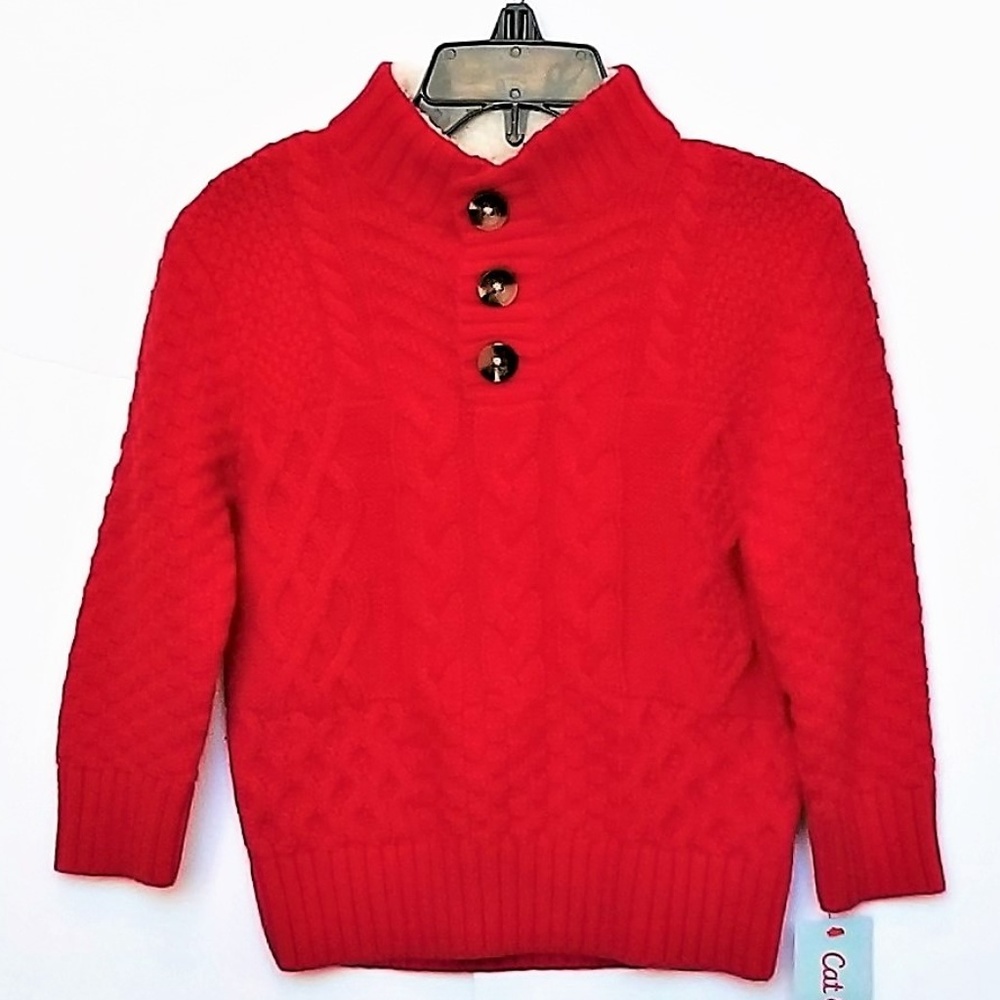 Boys Cableknit Sweater Cat & Jack 18M Red NWT - Picture 1 of 8